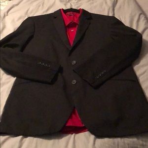 Men’s Structure two piece suit and red dress shirt